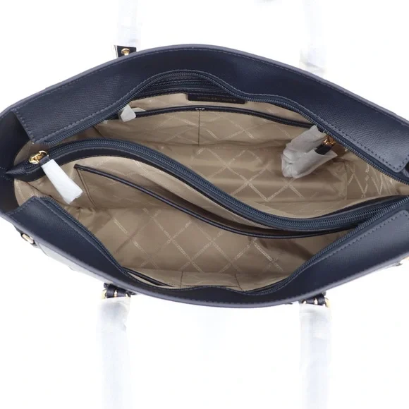 Michael Kors Voyager Leather Tote Shoulder Bag Admiral Blue Navy - Picture 12 of 16